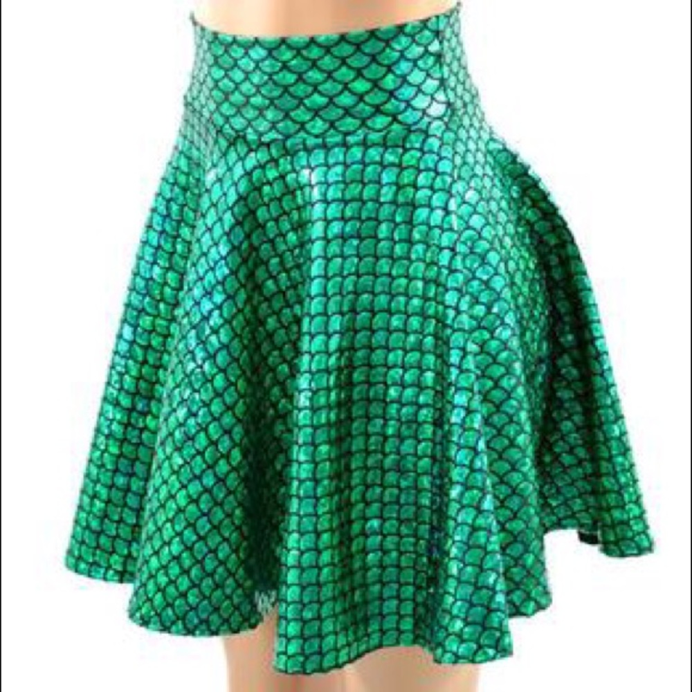 Green Scale Mermaid costume Skater Skirt